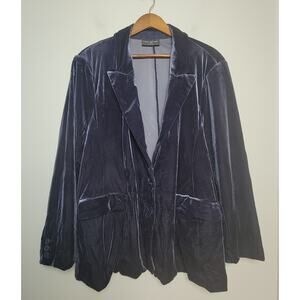 NWOT Lane Bryant Womens 28P Blue Crushed Velvet Blazer Jacket